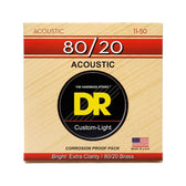 DR Strings HA-11 Hi-Beam 80/20 Bronze Acoustic Guitar Stings, Custom Light, 11-50