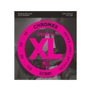 D'Addario ECB81 Chrome Bass Guitar Strings, 45-100, Long Scale