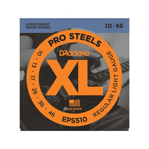 D'Addario EPS510 ProSteels Electric Guitar Strings, Regular Light, 10-46