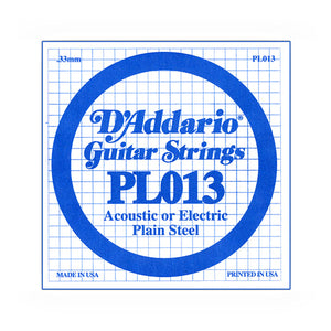 D'Addario PL013 Plain Steel Singles, .013