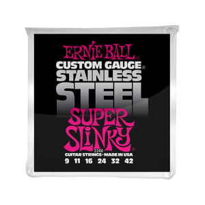 Ernie Ball Super Slinky Stainless Steel Wound Electric Guitar Strings, 9-42