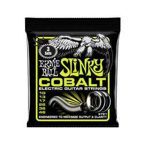 Ernie Ball Regular Slinky Cobalt Electric Guitar Strings, 10-46, 3-Pack