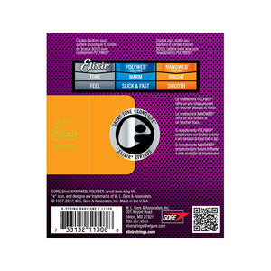 Elixir 11308 Nanoweb 80/20 8-String Baritone Acoustic Guitar Strings 16-70