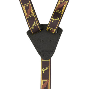 Fender Monogrammed Ukulele Strap, Black/Yellow/Brown