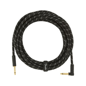 Fender Deluxe Series Angled Instrument Cable, 18.6ft, Black Tweed