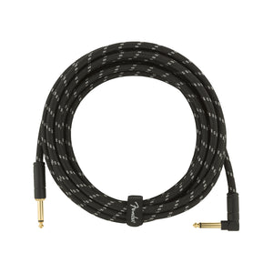 Fender Deluxe Series Angled Instrument Cable. 15ft, Black Tweed