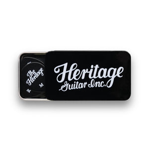 Heritage Celluloid Black Vintage Guitar Pick, Medium, 12-Pick Tin