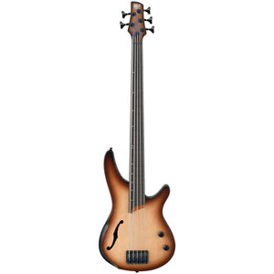 Ibanez SRH505F-NNF 5-String Electric Bass Guitar, Natural Browned Burst Flat