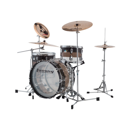 Ludwig L94233LX76WC Vistalite 3-Piece Shell Pack LIMITED EDITION (22B+16F+13T), Tri-Band Black