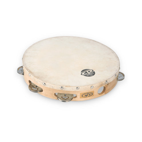 Latin Percussion CP379 CP 10inch Wood Headed Tambourine, Single Row Jingles