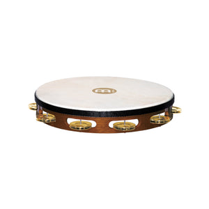 MEINL Percussion TAH1B-AB Traditional Goat-Skin Wood Tambourine, Brass Jingles, African Brown