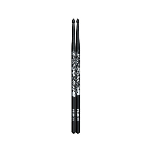 TAMA 5B-F-BS Design Series Rhythmic Fire Drum Sticks, Black/Silver Pattern