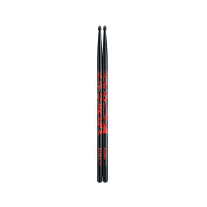 TAMA 7A-F-BR Design Stick Series Rhythmic Fire Drum Sticks, Black/Red Pattern